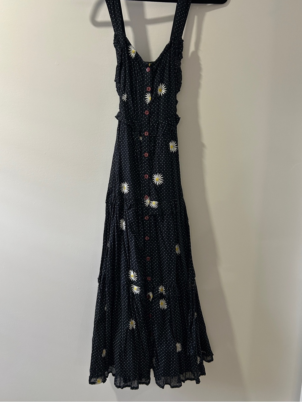 Free People Daisy Chain Embroidery Floral/Dot Dress Size S